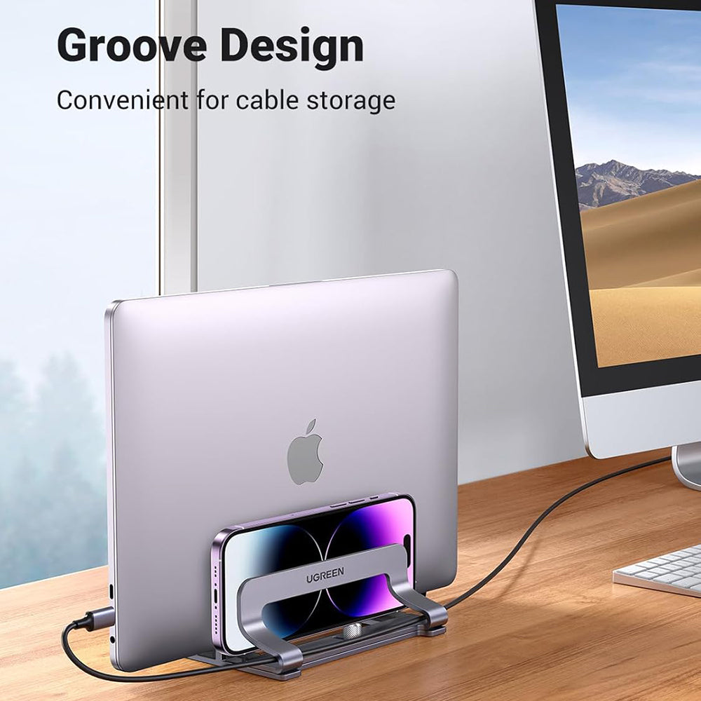 Κάθετη Βάση UGREEN LP258 Two για Laptop με πάχος 12mm - 26mm, Ασημί