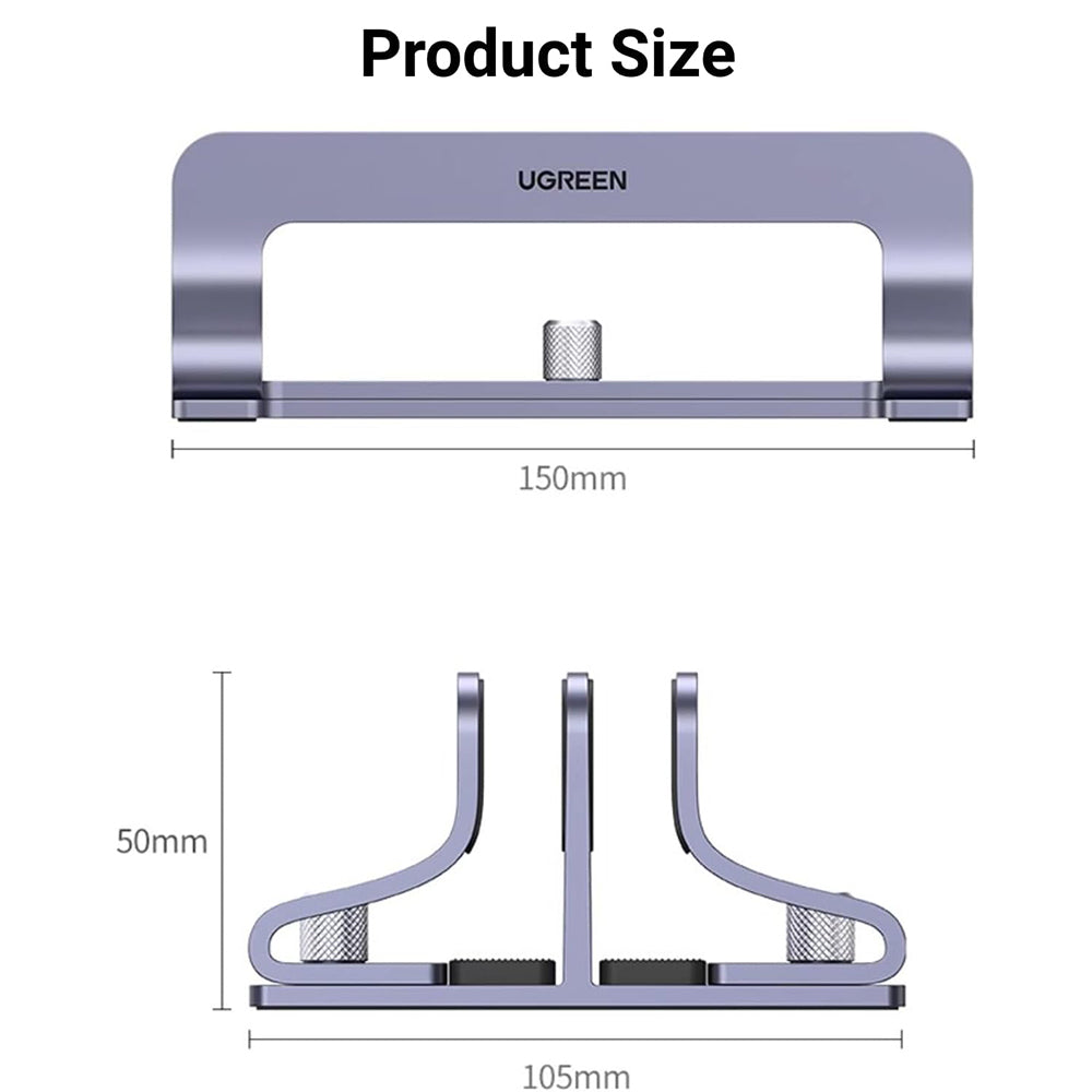 Κάθετη Βάση UGREEN LP258 Two για Laptop με πάχος 12mm - 26mm, Ασημί