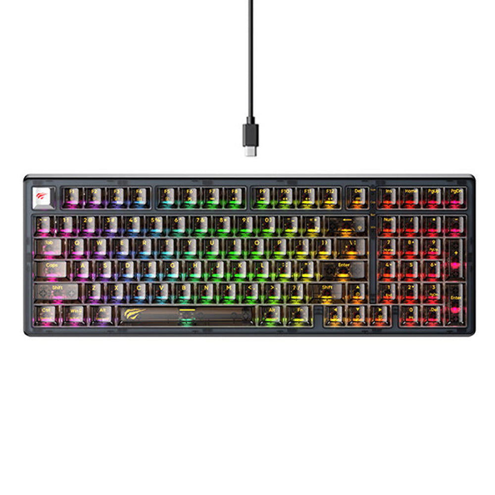 Πληκτρολόγιο Gaming Wired USB HAVIT KB875L, RGB, 1.8m, Διαφανές Μαύρο