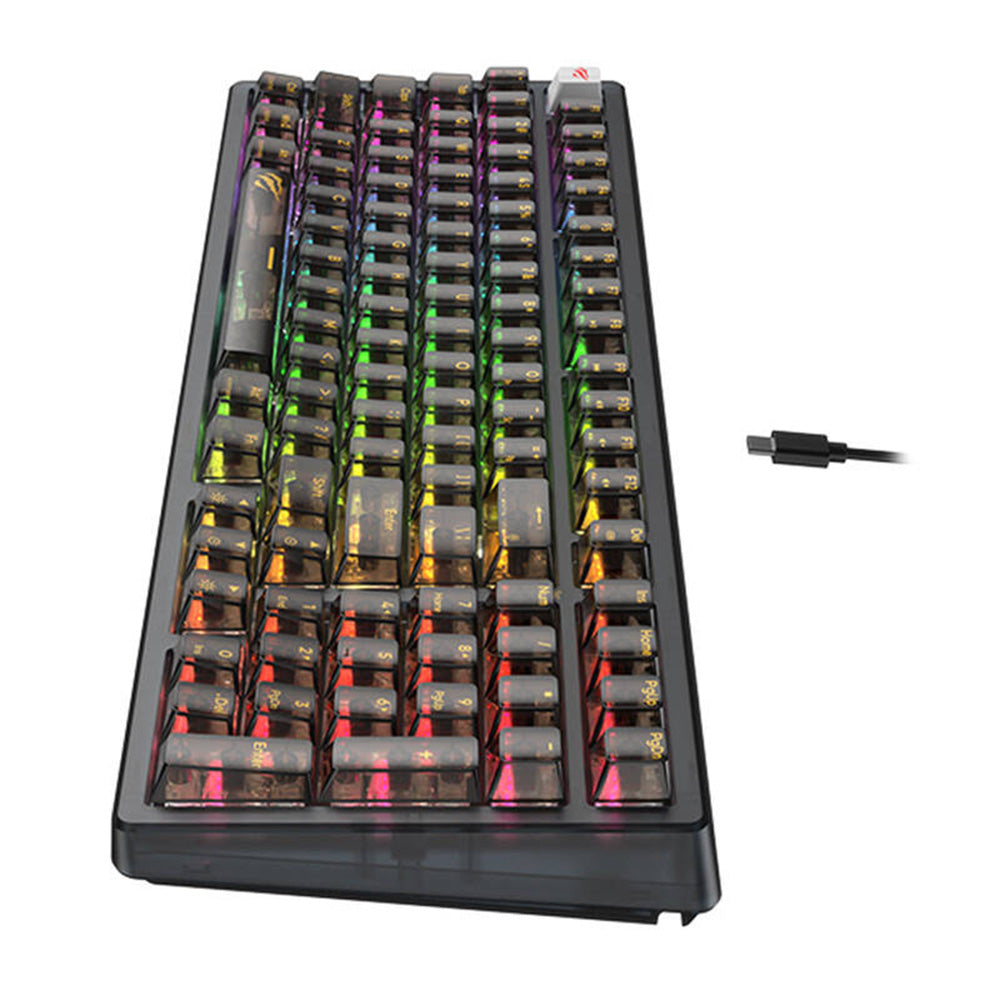 Πληκτρολόγιο Gaming Wired USB HAVIT KB875L, RGB, 1.8m, Διαφανές Μαύρο