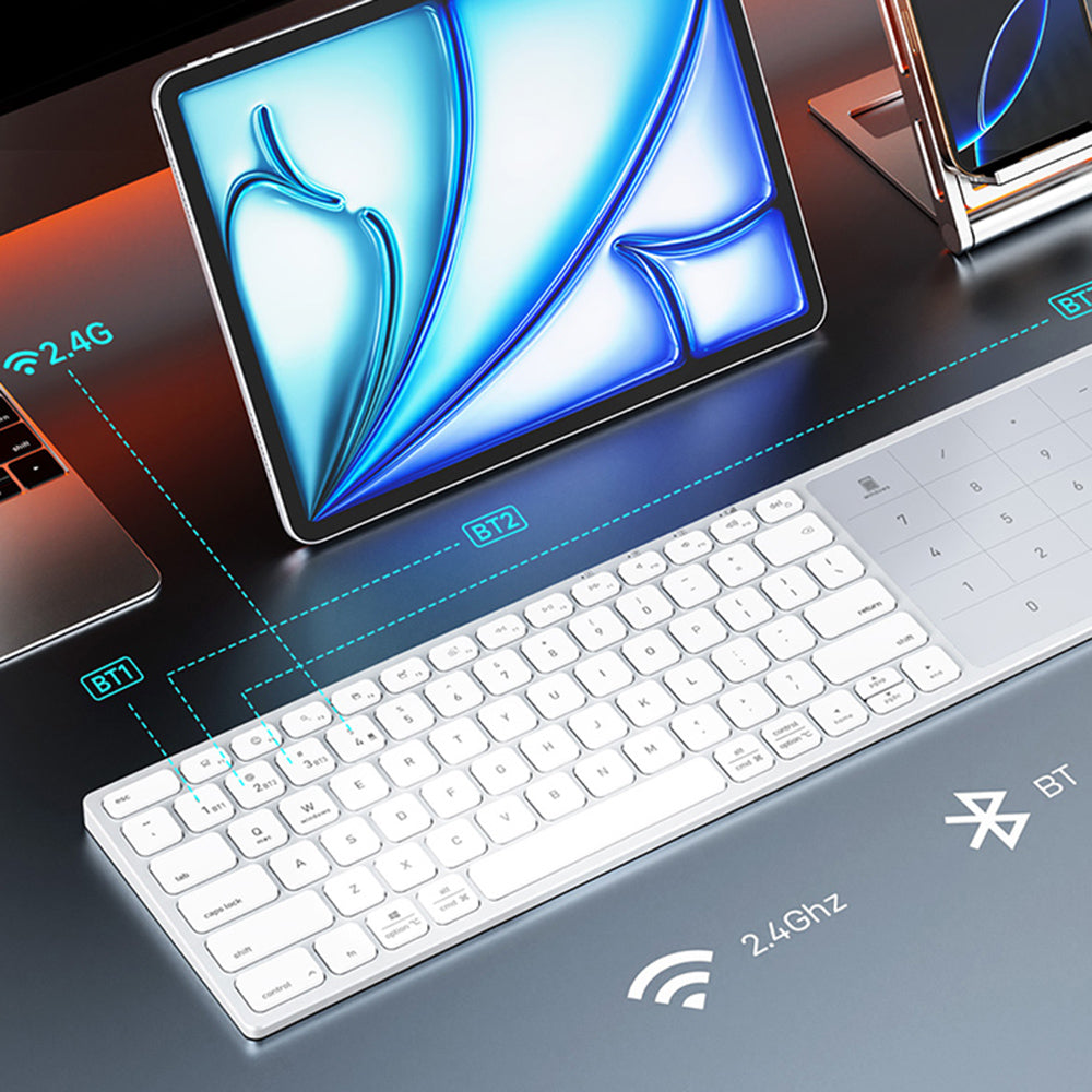 Ασύρματο Πληκτρολόγιο DUX DUCIS LK, BT / Wi-Fi, Λευκό