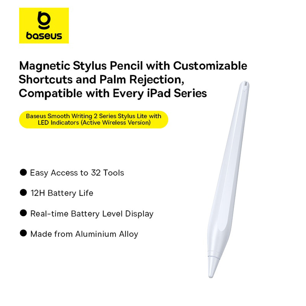 Touch Pen Baseus Smooth Writing 2 Series για Apple iPad, Ενεργή Ασύρματη Έκδοση, Λευκό P80015802213-03