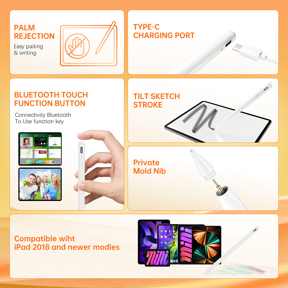 Touch Pen Techsuit AC10-CP για Apple iPad, Ενεργή Έκδοση, Λευκό