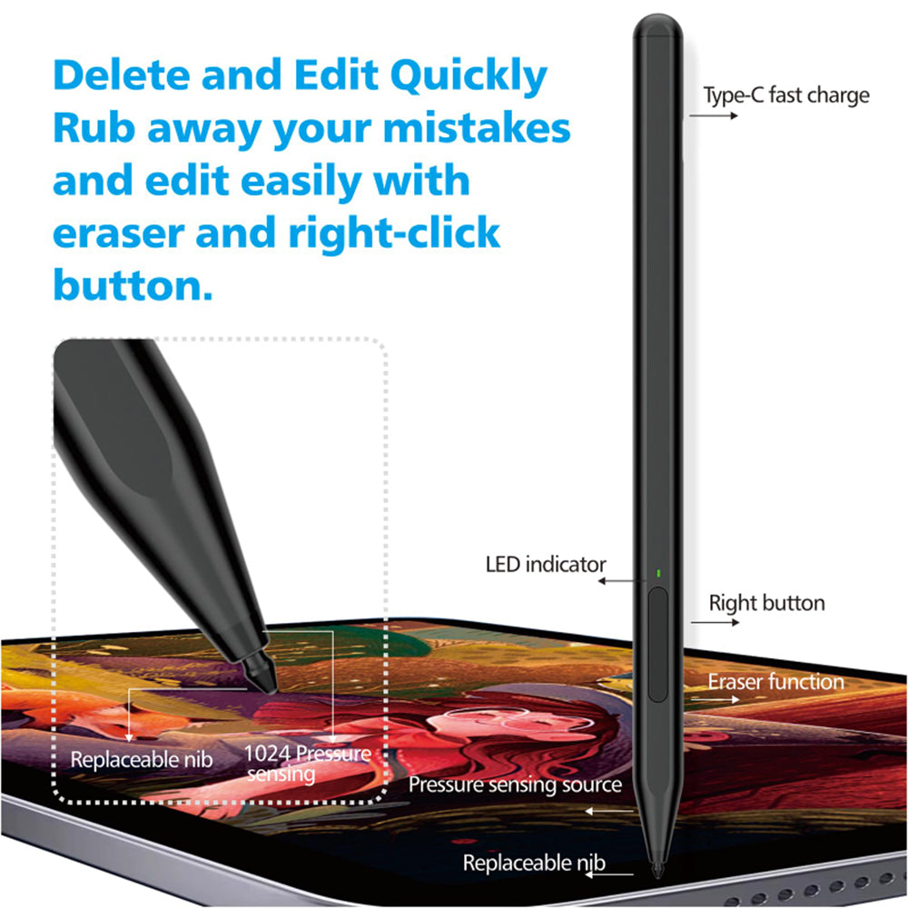 Touch Pen Techsuit F97 για Microsoft Surface, Ενεργή Έκδοση, Μαύρο