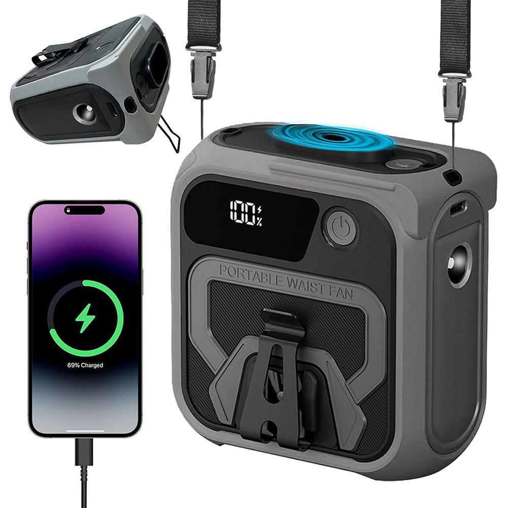 Φορητός Ανεμιστήρας Techsuit Z13 με εξωτερική μπαταρία 10000mAh, Γκρι