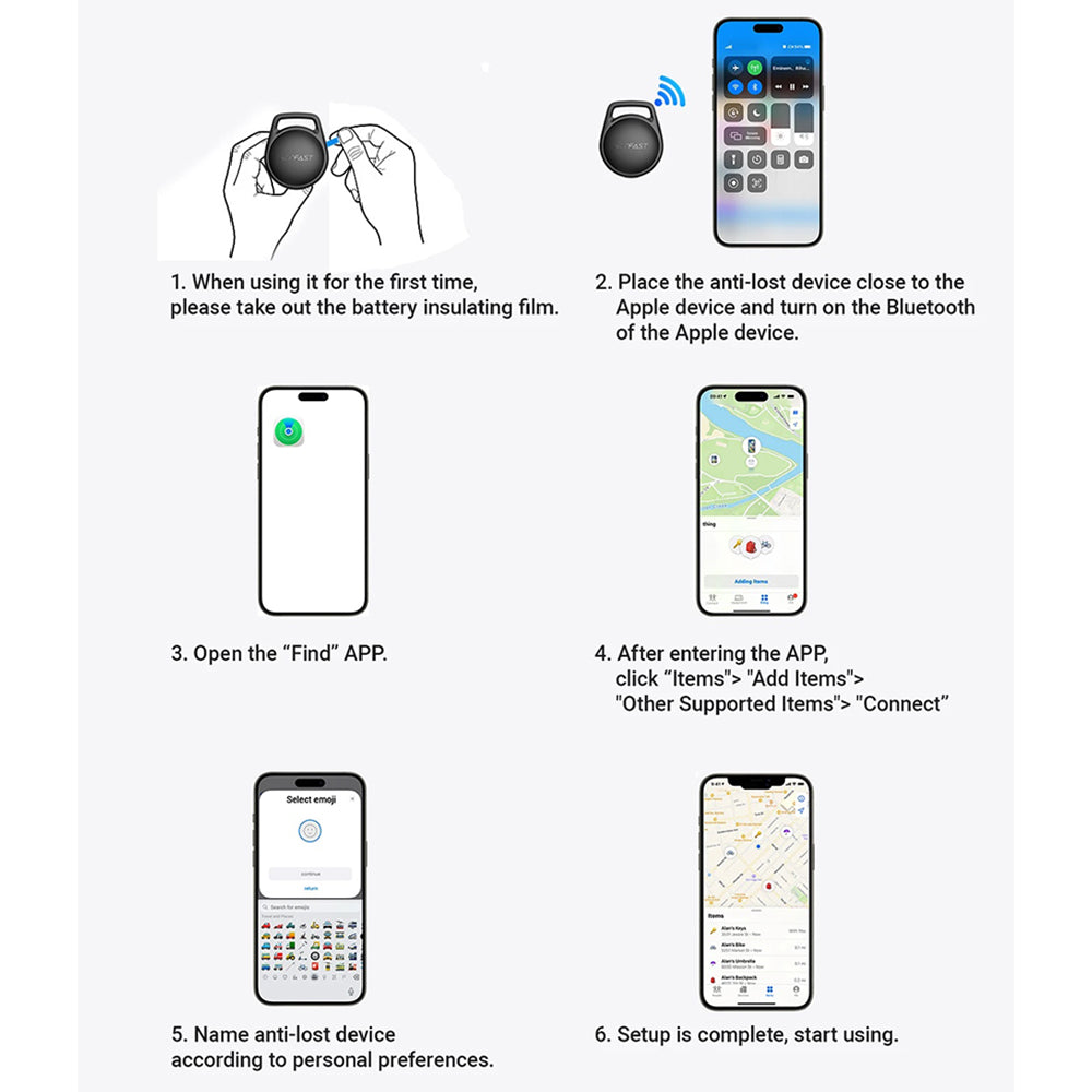 Acefast SmartTag S2 για σειρές iOS, Μαύρο