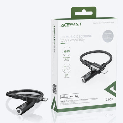 Προσαρμογέας Ήχου Lightning - 3.5mm Acefast C1-05, Μαύρο