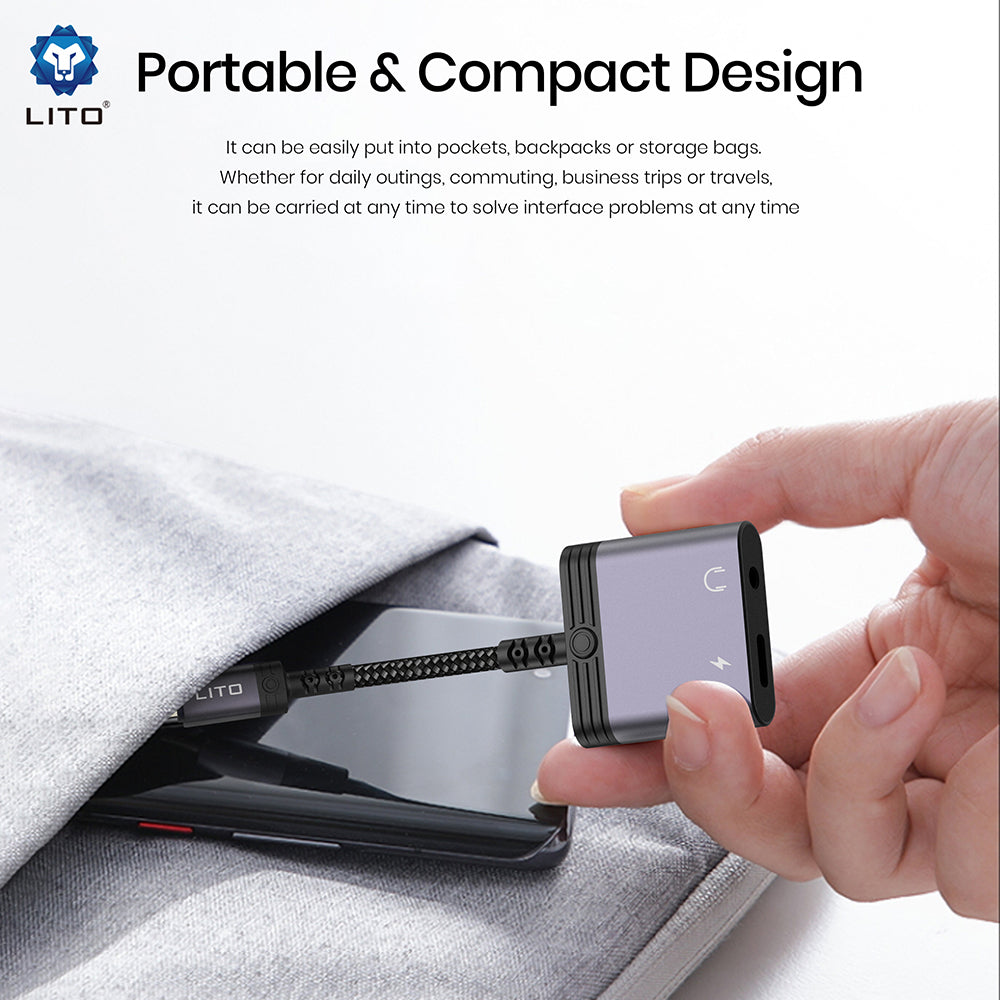 Lightning Audio Adapter - Lightning / 3.5mm Lito LA04L, Black