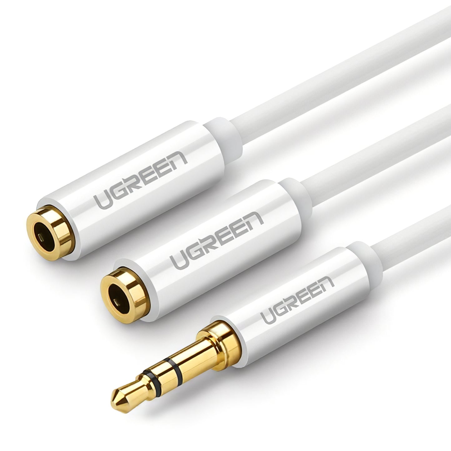 Adaptor Audio Splitter 3.5mm - 2 x 3.5mm UGREEN AV123 2in1, 0.25m, Λευκό