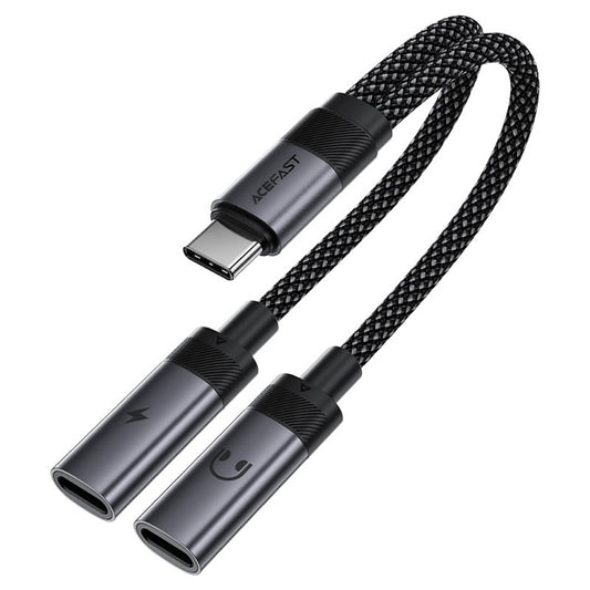 Προσαρμογέας Ήχου USB-C - 2 x USB-C Acefast J14, Μαύρο