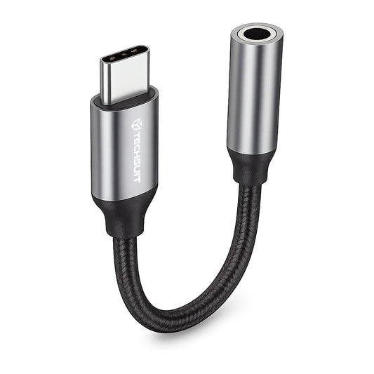 Προσαρμογέας Ήχου USB-C - 3.5mm Techsuit AC12 FuseXound, Γκρι, Σετ 2 τεμαχίων