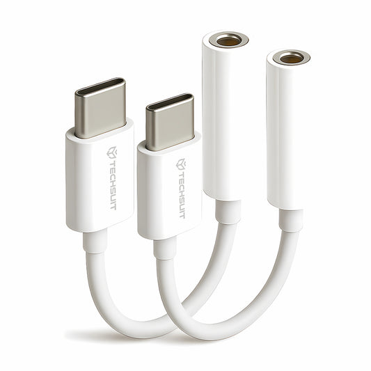 Προσαρμογέας Ήχου USB-C - 3.5mm Techsuit AC18 MusicBox, Λευκό, Σετ 2 τεμαχίων