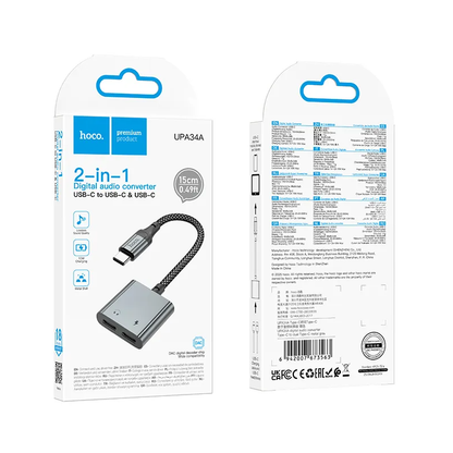 USB-C Audio Adapter - USB-C / USB-C HOCO UPA34A, Gray