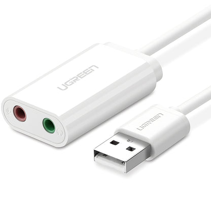Κάρτα ήχου USB UGREEN US205, 2 x Jack 3.5mm, Λευκή