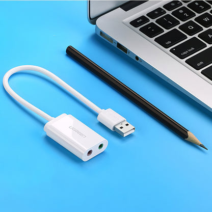 Κάρτα ήχου USB UGREEN US205, 2 x Jack 3.5mm, Λευκή