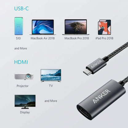 Προσαρμογέας Ήχου και Βίντεο USB-C - HDMI Anker PowerExpand+, Γκρι A83120A1