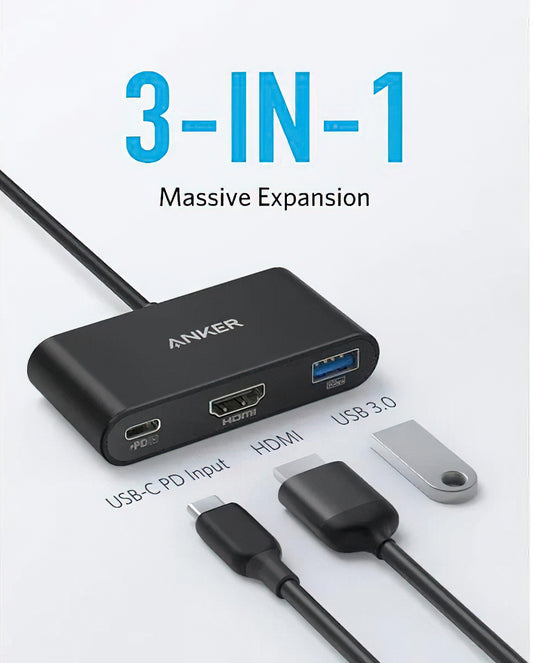 Προσαρμογέας Ήχου και Βίντεο USB-C - USB-C / HDMI / USB-A Anker PowerExpand, Μαύρο A8339HA1