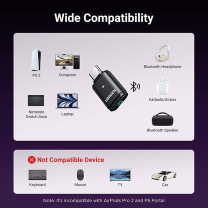 Προσαρμογέας Bluetooth USB-C UGREEN BT501, Μαύρο