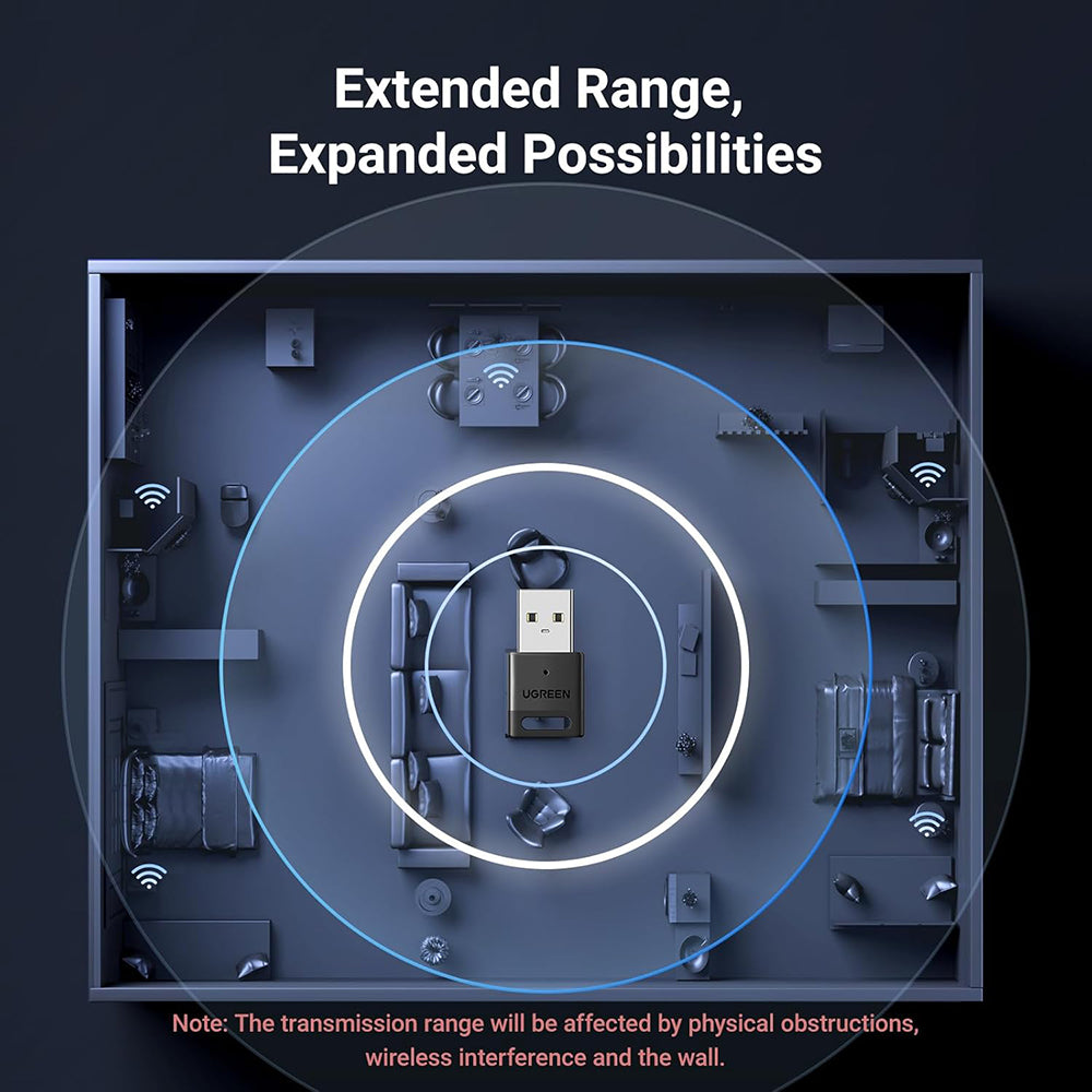 Προσαρμογέας Bluetooth USB UGREEN CM591 (35995), Μαύρο