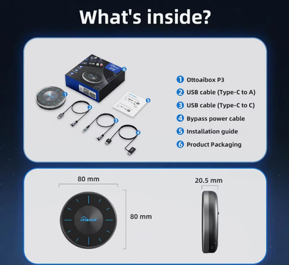 Ασύρματος προσαρμογέας Carplay / Android Auto Ottocast OttoAibox P3 για Apple iPhone / Android Series PCS46
