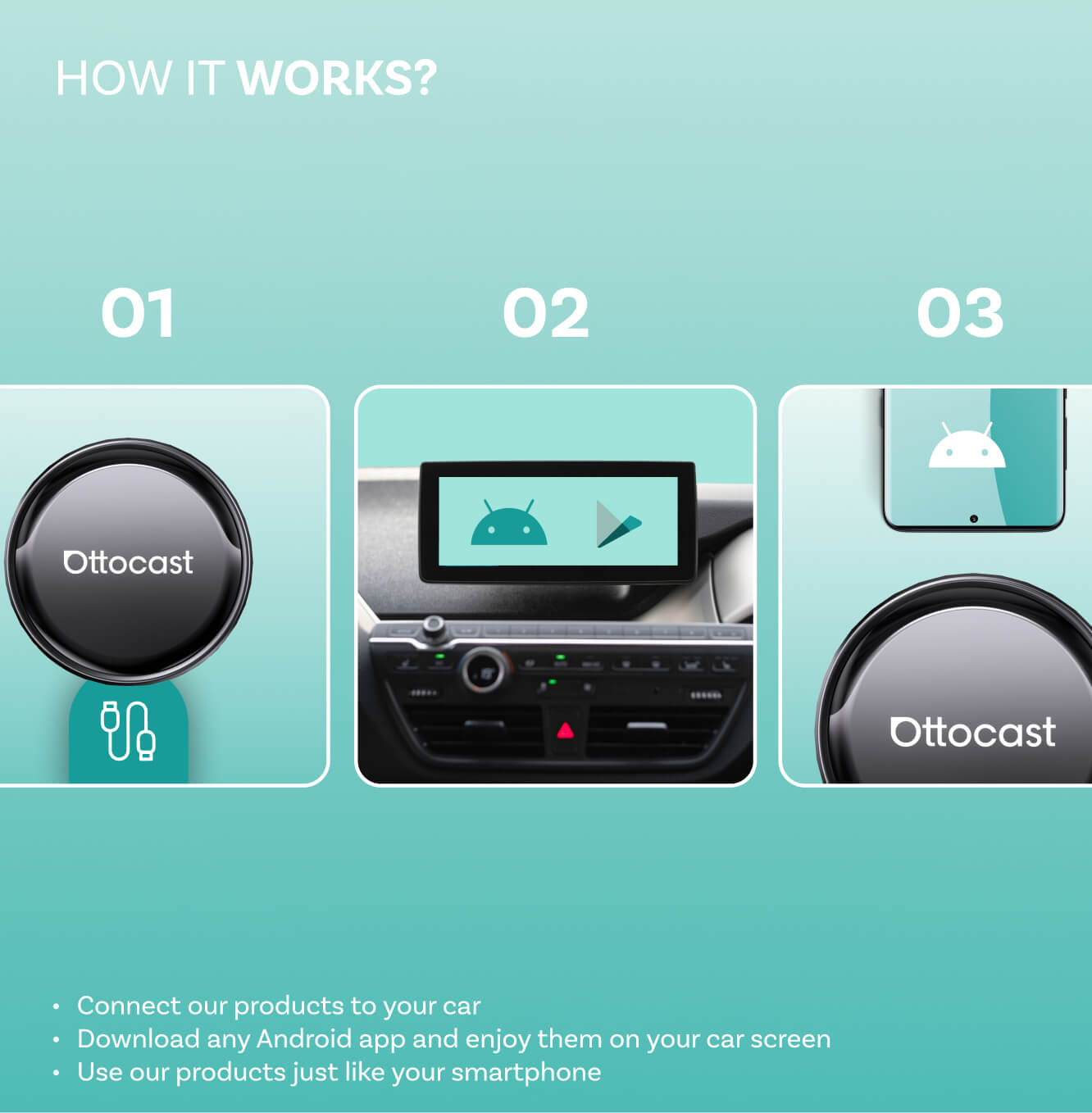 Wireless Carplay / Android Auto Adapter Ottocast OttoAibox P3 Pro for Apple iPhone / Android Series PCS61-T