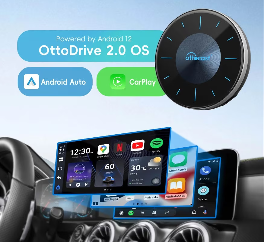 Ασύρματος προσαρμογέας Carplay / Android Auto Ottocast OttoAibox P3 για Apple iPhone / Android Series PCS46