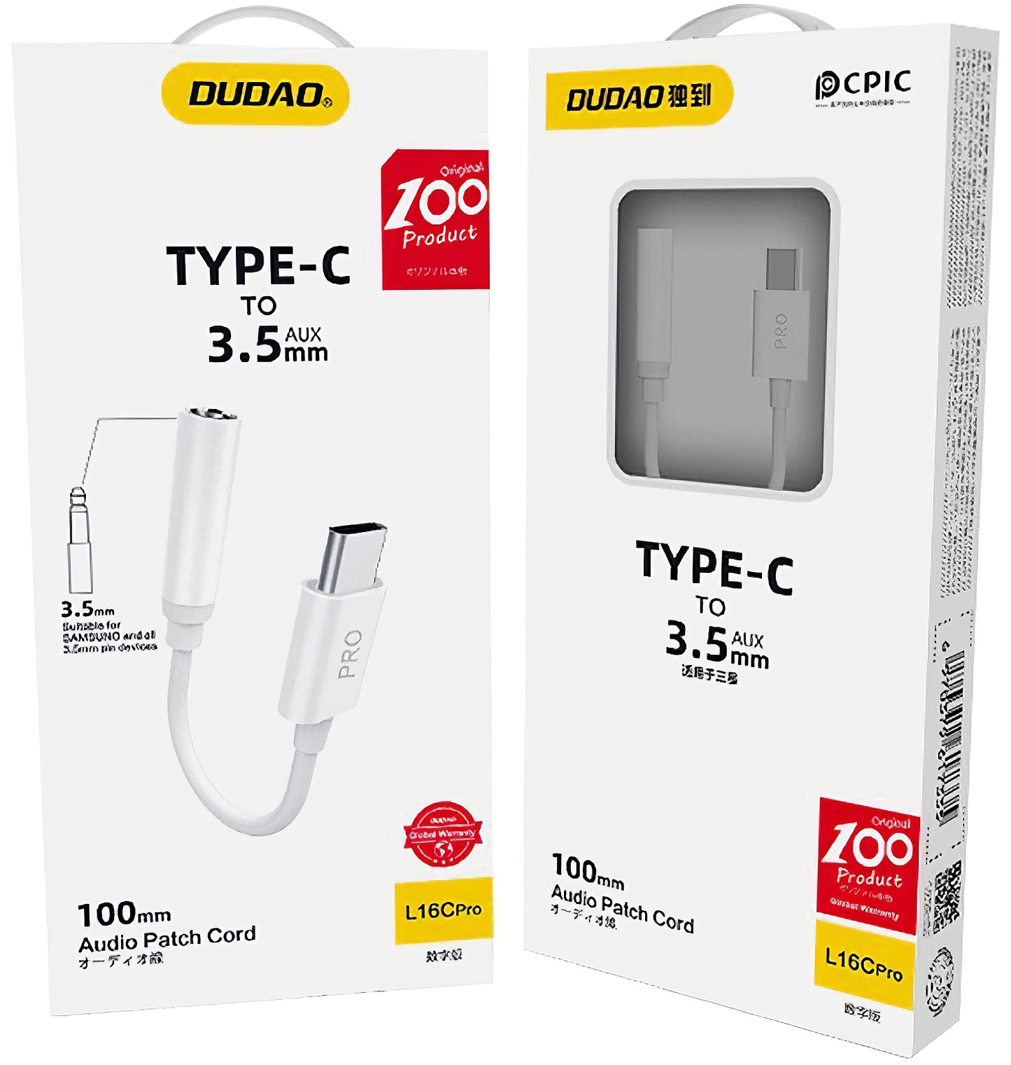Προσαρμογέας ήχου USB-C - 3,5 mm Dudao L16CPro, λευκό