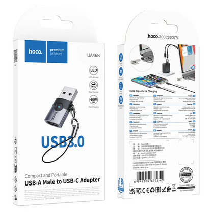 USB-C to USB-A Data and Charging Adapter HOCO UA46B, Gray