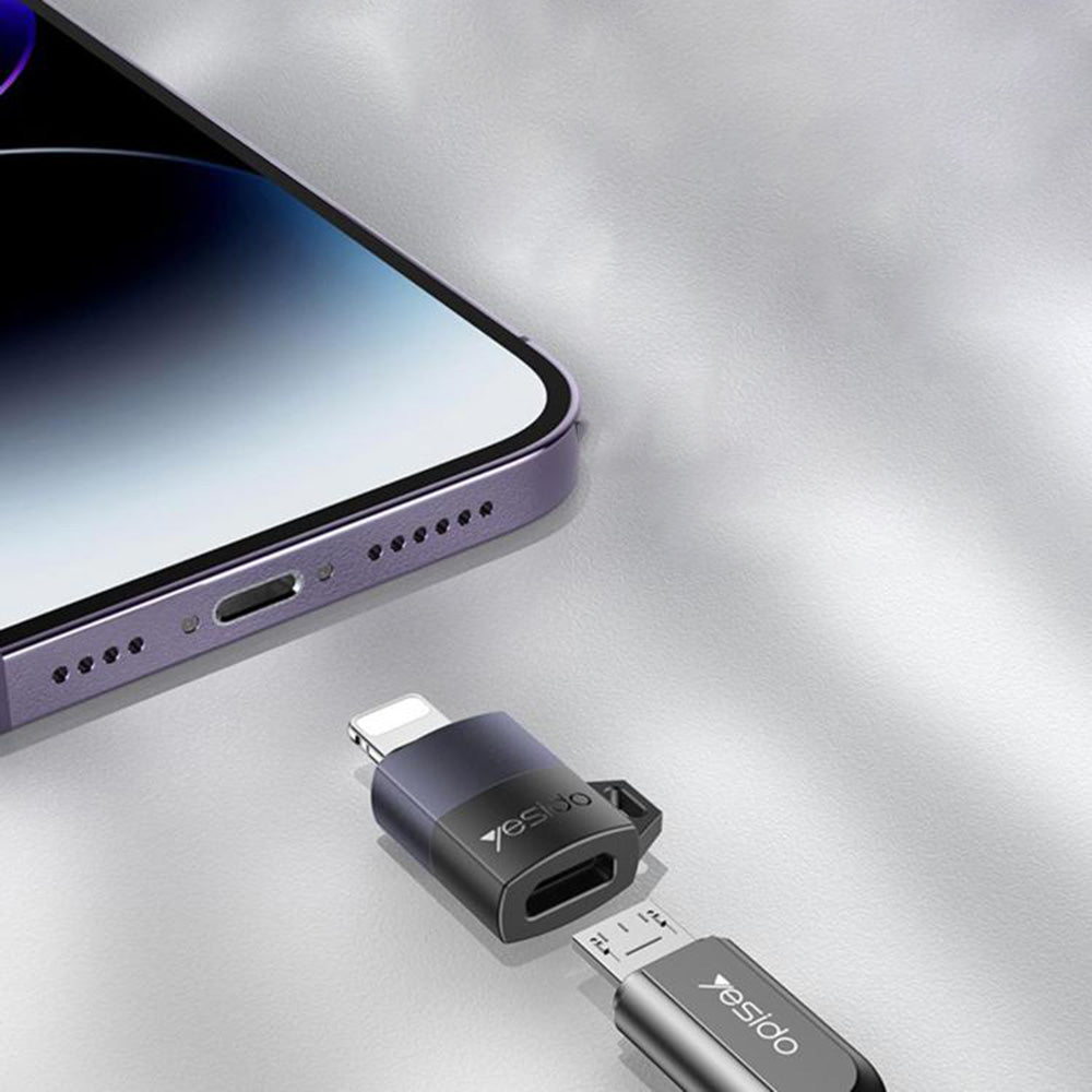 Προσαρμογέας Δεδομένων και Φόρτισης microUSB - Lightning Yesido GS30, Γκρι