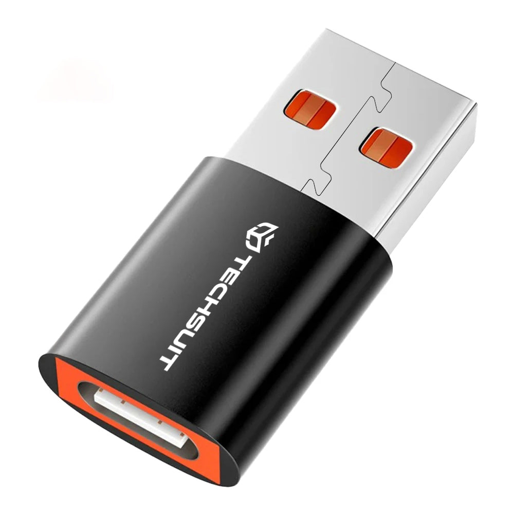 Προσαρμογέας Δεδομένων και Φόρτισης USB-C - USB-A Techsuit A5 HyperPort, Μαύρο Πορτοκαλί