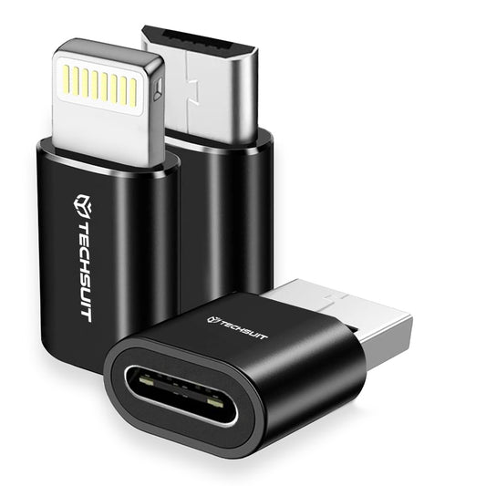 Προσαρμογέας Δεδομένων και Φόρτισης USB-C - Lightning / microUSB / USB-A Techsuit A19 TriFlashX 3in1, Μαύρο