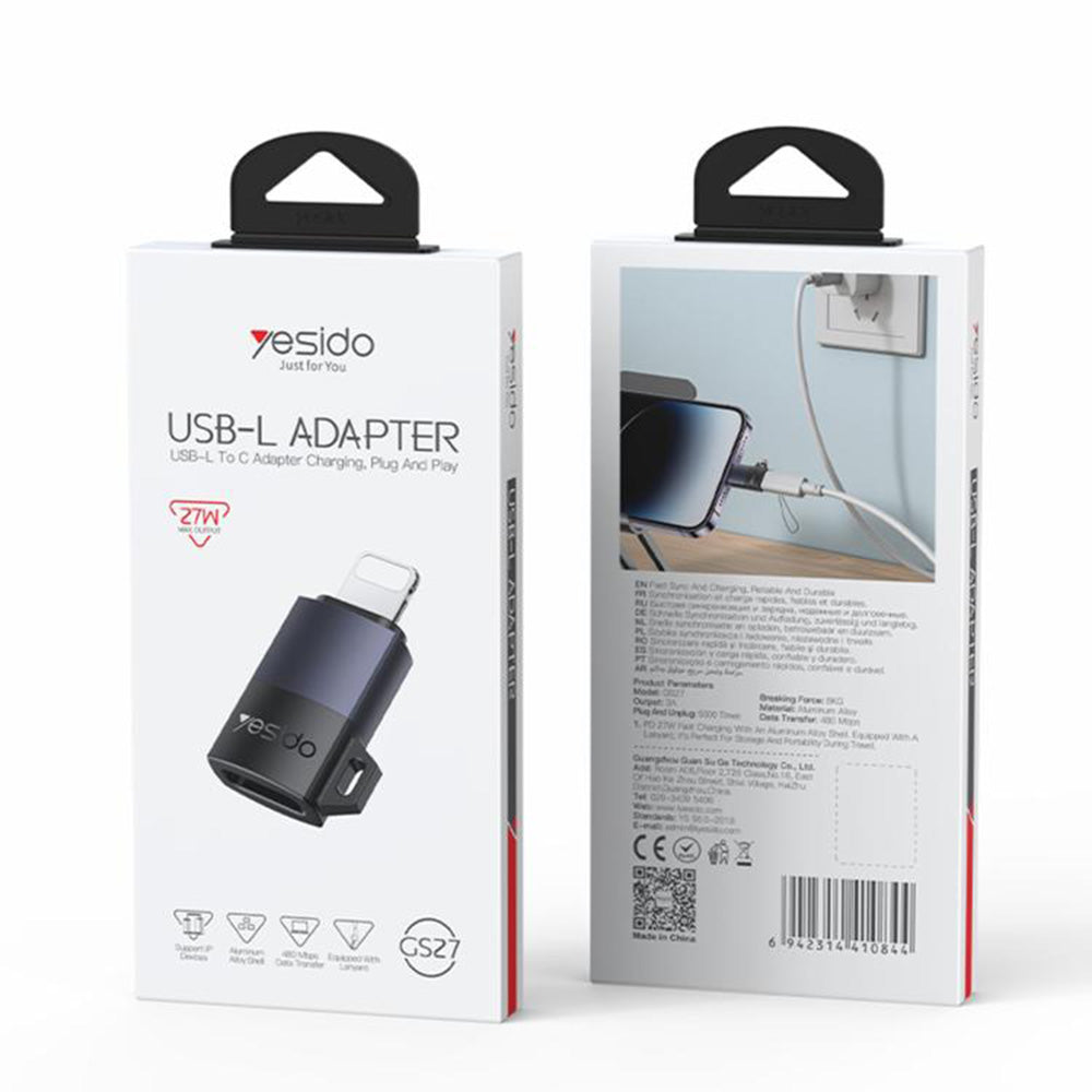 Προσαρμογέας Δεδομένων και Φόρτισης USB-C - Lightning Yesido GS27, Γκρι