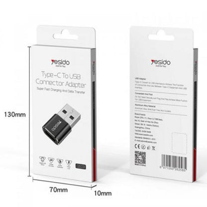 Προσαρμογέας Δεδομένων και Φόρτισης USB-C - USB-A Yesido GS09, Μαύρο