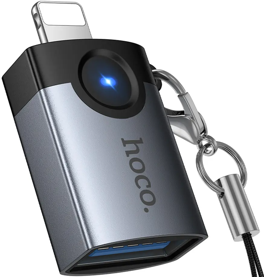 Προσαρμογέας OTG Lightning - USB-A HOCO UA46, Γκρι