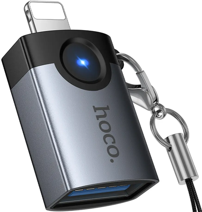 Προσαρμογέας OTG Lightning - USB-A HOCO UA46, Γκρι
