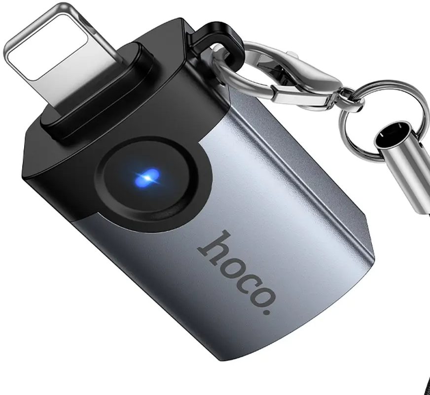 Προσαρμογέας OTG Lightning - USB-A HOCO UA46, Γκρι