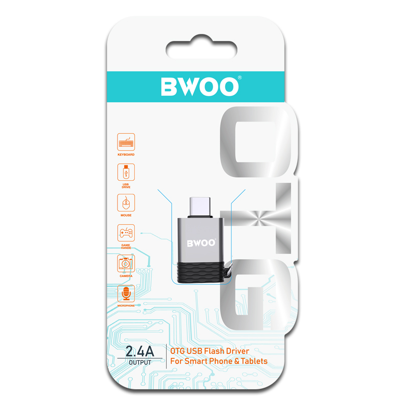 OTG USB-A - USB-C Adapter BWOO BZ-35, Gray