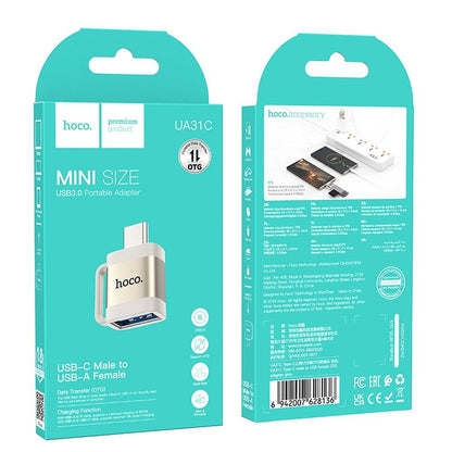 Προσαρμογέας OTG USB-C - USB-A HOCO UA31C, Γκρι