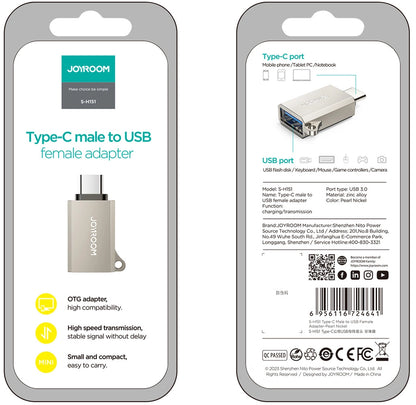 Προσαρμογέας OTG USB-C - USB-A Joyroom S-H151, Ασημί