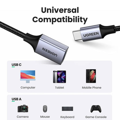 Προσαρμογέας OTG USB-C - USB-A UGREEN US378 (70889), Γκρι