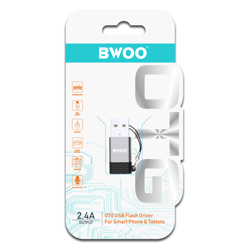 Προσαρμογέας Δεδομένων και Φόρτισης USB-C - USB-A BWOO BZ-38, Γκρι