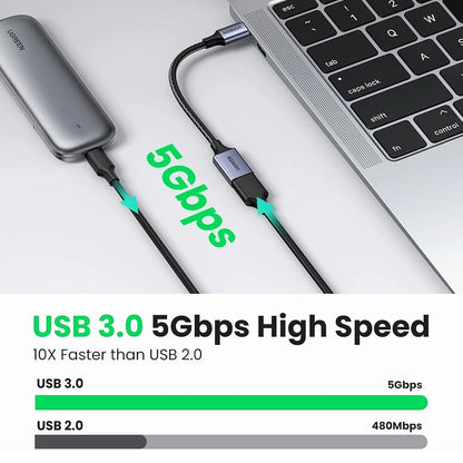 Προσαρμογέας OTG USB-C - USB-A UGREEN US378 (70889), Γκρι