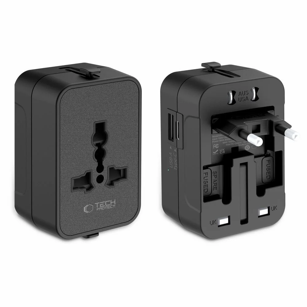 Προσαρμογέας Δικτύου Tech-Protect TA300 Travel EU / UK / US / AU, Μαύρο
