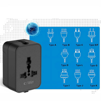 Προσαρμογέας Δικτύου Tech-Protect TA300 Travel EU / UK / US / AU, Μαύρο
