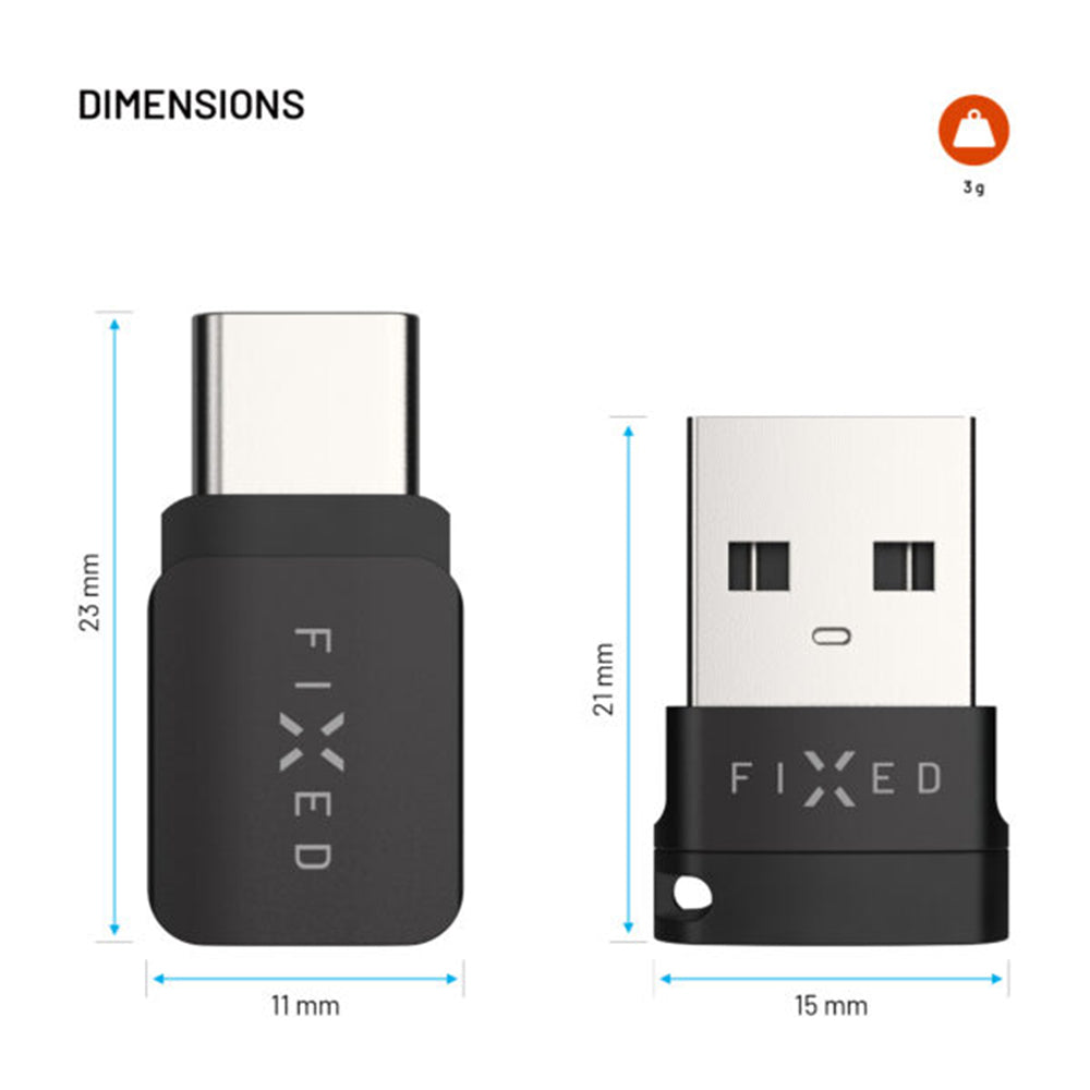 Προσαρμογέας USB Κλείδωμα Δεδομένων Fixed, USB-A / USB-C, 2σε1, Μαύρο