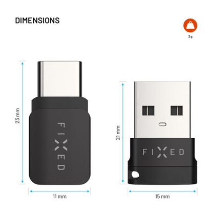 Προσαρμογέας USB Κλείδωμα Δεδομένων Fixed, USB-A / USB-C, 2σε1, Μαύρο