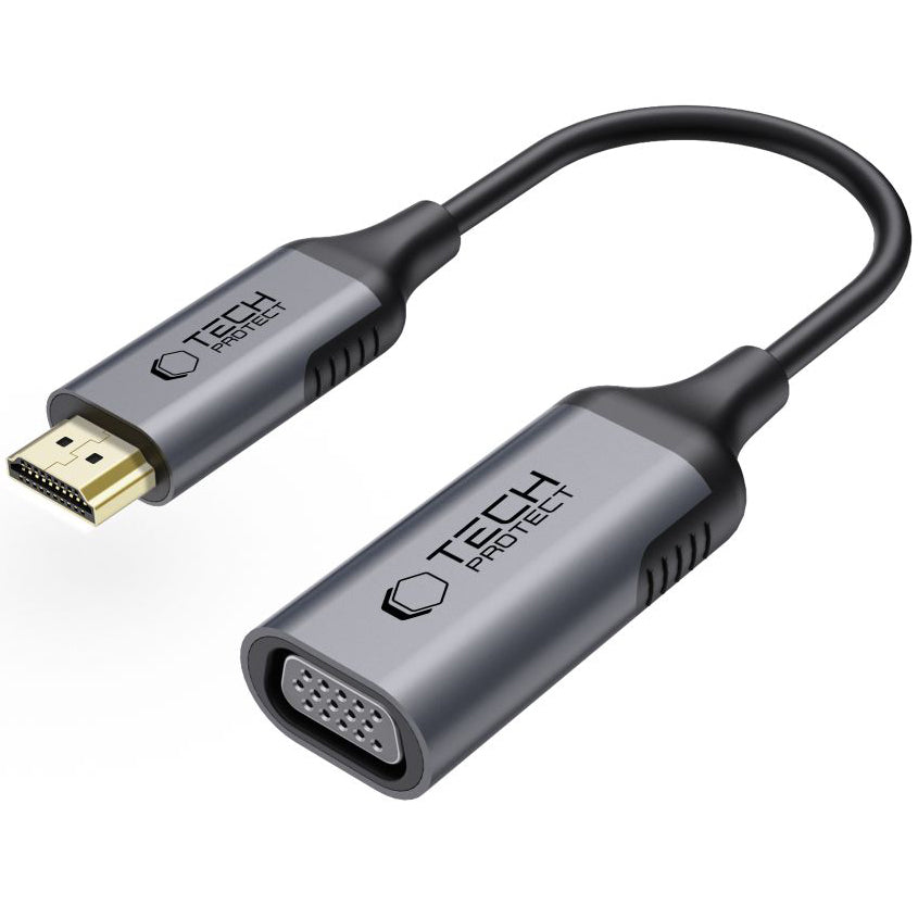 Προσαρμογέας Βίντεο Tech-Protect Ultraboost, VGA - HDMI, 1080P, Μαύρο