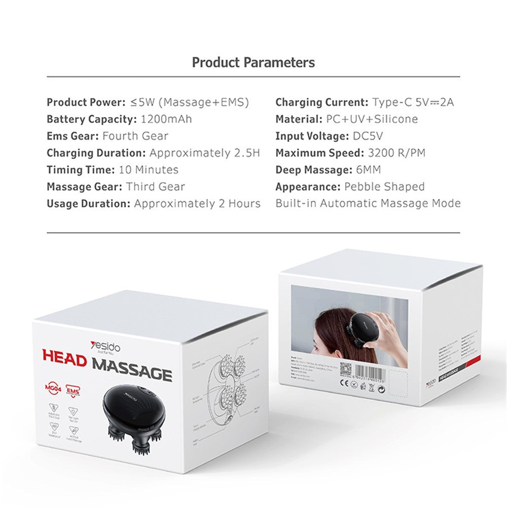 Συσκευή Μασάζ Κεφαλής Yesido MG04, Μαύρο