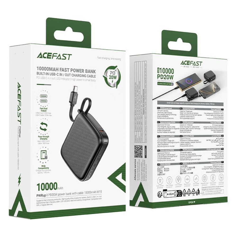 Εξωτερική Μπαταρία Acefast M15, 10000mAh, 20W, PD, 2 x USB-C, Μαύρη