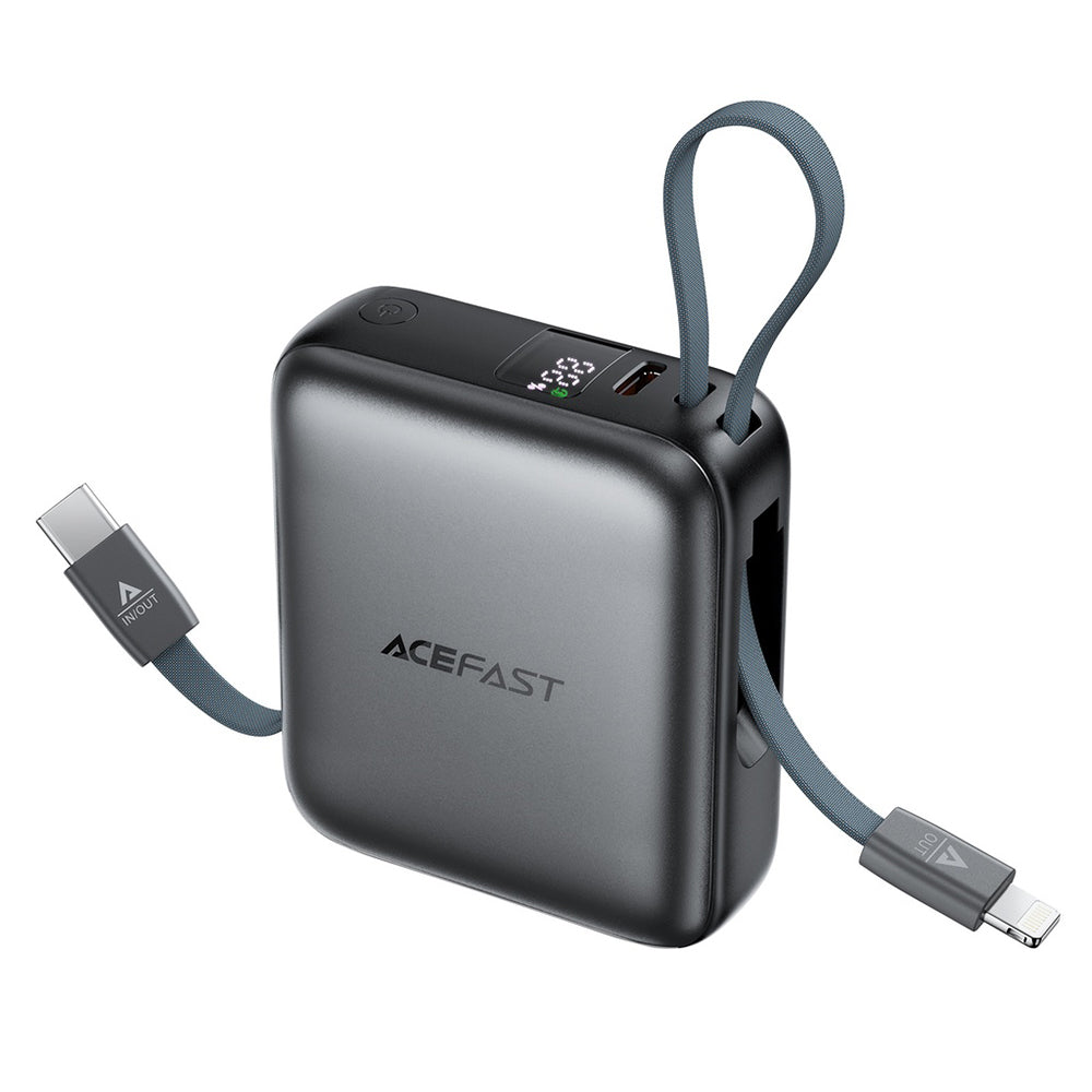 Εξωτερική Μπαταρία Acefast M23, 10000mAh, 22.5W, QC + PD, 1 x Lightning - 2 x USB-C, Γκρι